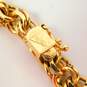14K Yellow Gold Etched & Smooth Fancy Double Curb Chunky Chain Bracelet 27.3g image number 3