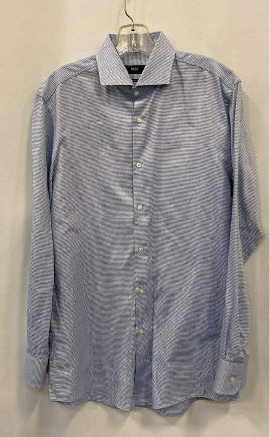 Boss Men's Blue Squared Button Up- XL image number 2