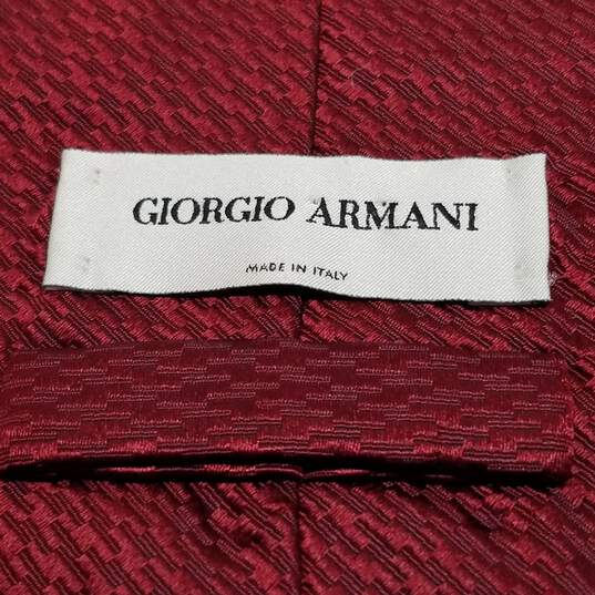 AUTHENTICATED Giorgio Armani Red Silk Mens Neck Tie image number 3