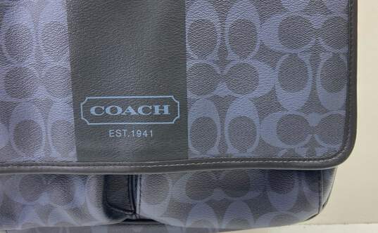 Coach Signature Heritage Stripe Blue/Black Leather Crossbody Messenger Bag image number 5