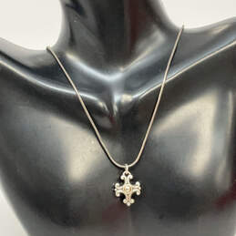 Designer Brighton Silver-Tone Chain Lobster Clasp Cross Pendant Necklace