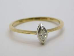 10K Yellow Gold 0.12 CT Marquise Cut Diamond Solitaire Engagement Ring 1.2g