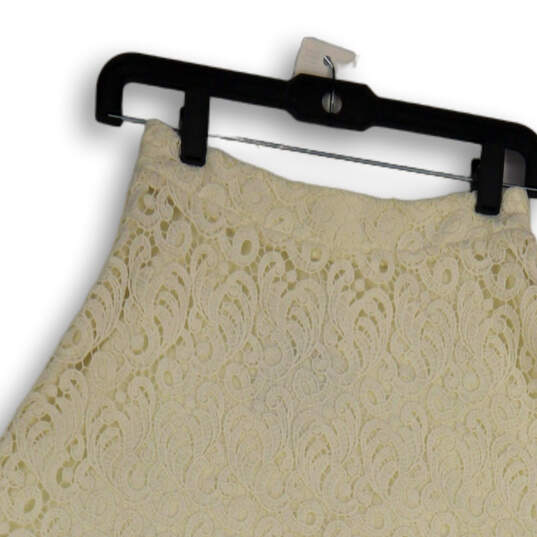 NWT Womens White Lace Flat Front Elastic Waist Pull-On Flared Skirt Size 4 image number 4