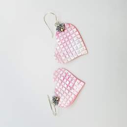 Robert Manse Design Sterling Silver Pink MOP Heart W/18K Accent Dangle Earrings 7.2g