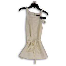 NWT Womens White Square Neck Sleeveless Tie Waist A-Line Dress Size X-Small