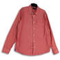 Mens Pink Collared Front Pocket Long Sleeve Button-Up Shirt Size XL image number 1