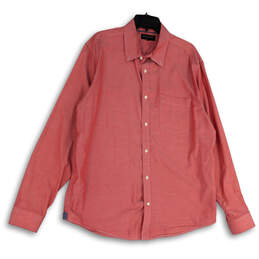 Mens Pink Collared Front Pocket Long Sleeve Button-Up Shirt Size XL