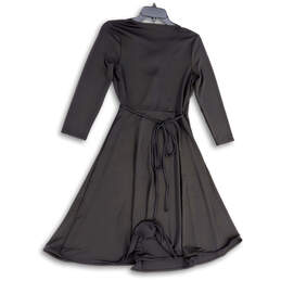 NWT Womens Black Pleated Long Sleeve V-Neck Tie Waist Wrap Dress Size XS alternative image