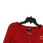 Womens Red Regular Fit Long Sleeve Front Button Cardigan Sweater Size Small image number 3