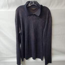 Ermenegildo Zegna Silk & Cashmere Dark Brown Pullover Collared Sweater