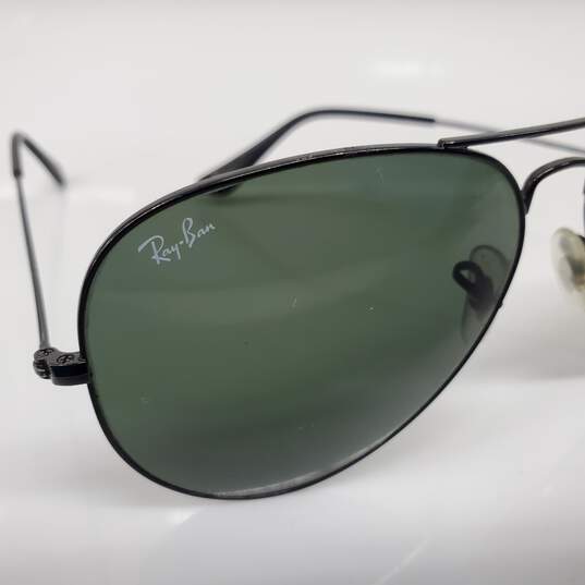 Ray-Ban RB3025 Black Aviator Large Metal Frame Green Lens Sunglasses image number 5