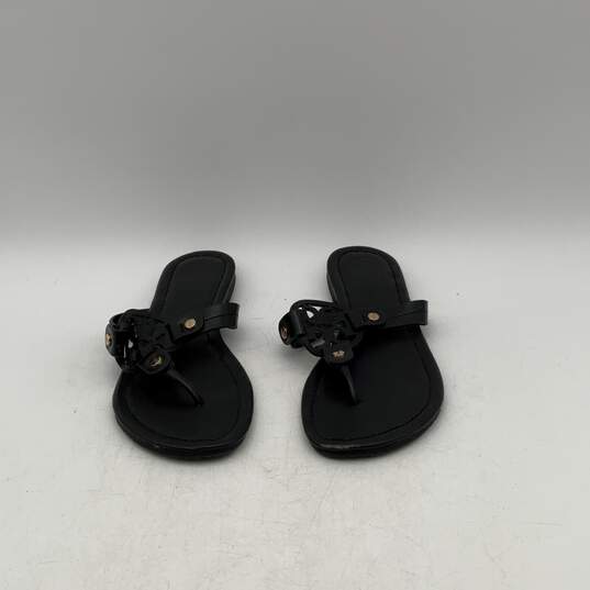 Tory Burch Womens Miller Black Gold Leather Slip On Thong Sandals Size 40 image number 3