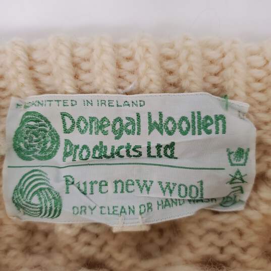Donegal Woollen WM's Pure Wool Knit Ivory Crewneck Sweater Size 38 image number 3