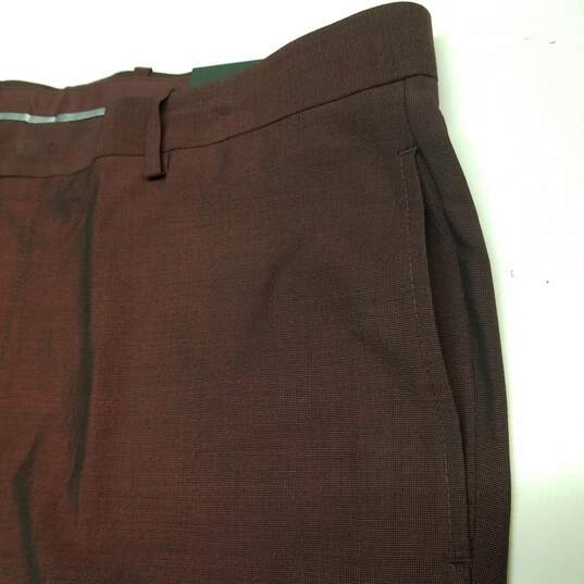 NWT Mens Brown Milan Flat Front Slim Fit Straight Leg Dress Pants Sz 34x30 image number 5