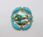 925 Sajen Turquoise Abalone & Aqua Chalcedony Dolphin Brooch image number 3