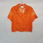 Maeve Orange Floral Open Shoulder Knit Button Up Top WM Size L NWT image number 1