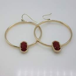 Kendra Scott Signed | Wearable Gold Tone Earrings Pierced Hoops 2.25in