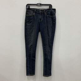 Womens Blue Denim Medium Wash 5 Pocket Design Skinny Leg Jeans Size 10