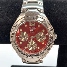 Designer Fossil BQ-9108 Red Dial Analog Round Dial Quartz Wristwatch