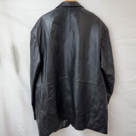 BGD Black Leather One Button Blazer Jacket Men's 3XLT image number 2