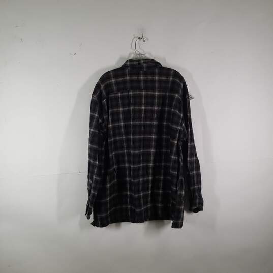 Mens Cotton Plaid Collared Long Sleeve Chest Pockets Button-Up Shirt Size 2XL image number 2