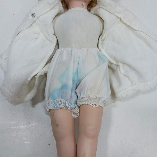 Vintage Porcelain Doll w/ White Faux Fur Coat image number 6