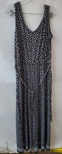 Black with White Floral Pattern Sleeveless Jumper Size M alternative image