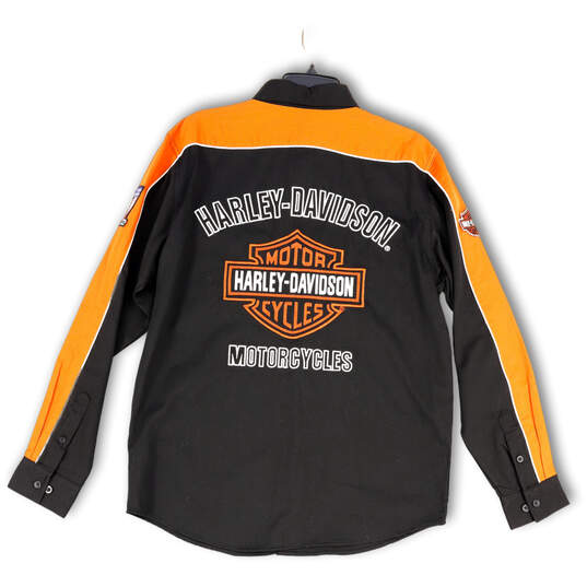 NWT Mens Black Orange Harley-Davidson Motorcycles Button-Up Shirt Size M image number 2