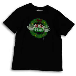 Mens Black Central Perk Coffee Christmas Wreath TV Show T-Shirt Size XL