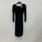 Womens Black Long Sleeve Stretch Back Zip Classic Bodycon Dress Size 0 image number 1