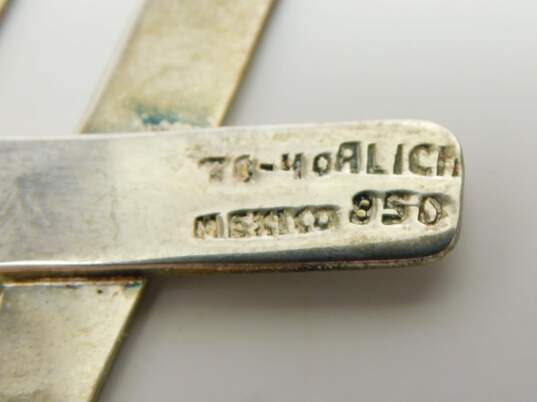 Vintage Taxco Sterling Silver Mexican Modernist Curl & Hashtag Brooches 36.1g image number 3