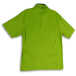 Mens Green Spread Collar Short Sleeve Side Slit Golf Polo Shirt Size Large alternative image