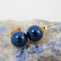 14K Gold Dark Blue Pearl Post Earrings 1.3g image number 1