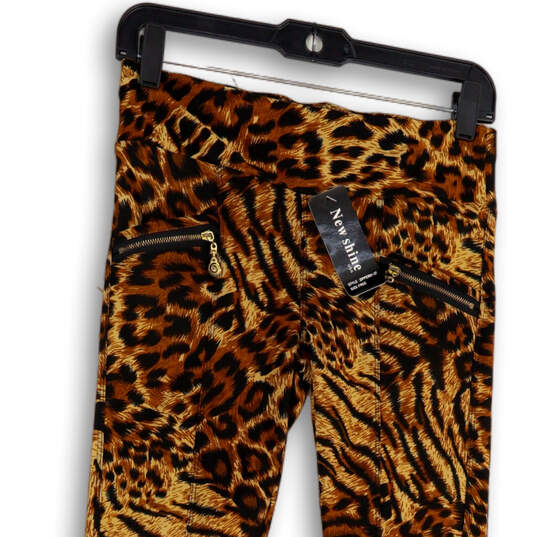 NWT Womens Multicolor Animal Print Elastic Waist Ankle Leggings Size OS image number 3