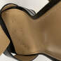 Womens Black Leather Open Toe Front Zip Block Platform Heels Size 7.5 image number 7