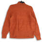 Womens Orange Knitted Mock Neck Long Sleeve Pullover Sweater Size XL image number 1