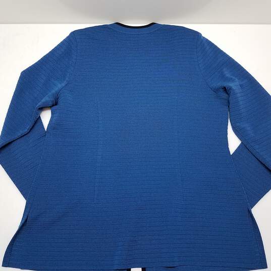 Exclusively Misook Blue Raised Striped Long Sleeve Zippered Cardigan Size L image number 2