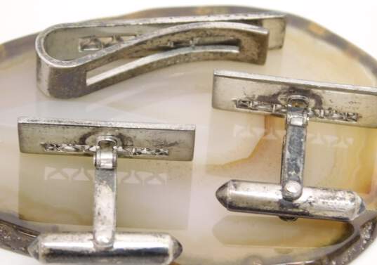 Vintage 925 Sterling Silver Etched Cufflinks & Tie Clip 12.2g image number 2