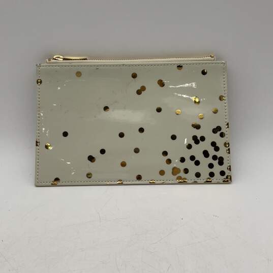 Kate Spade New York Womens White Gold Zipper Classic Cosmetic Bag image number 2