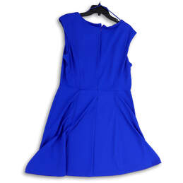 Womens Blue Sleeveless Round Neck Back Zip Short Fit & Flare Dress Size 12 alternative image