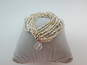 Artisan 925 Textured Ball Beaded Multi Strand Crystal Charm Bracelet 76g image number 3