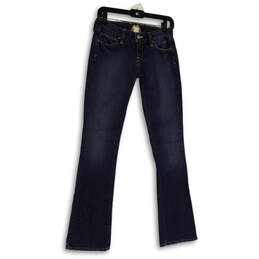 Womens Blue Medium Wash Pockets Stretch Denim Bootcut Leg Jeans Size 0/25
