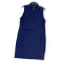 Womens Blue Sleeveless Mock Neck 1/4 Zip Short Tennis Shift Dress Size XL image number 1