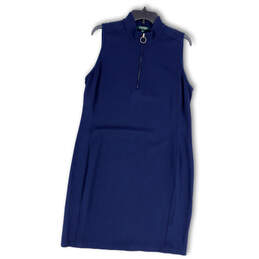 Womens Blue Sleeveless Mock Neck 1/4 Zip Short Tennis Shift Dress Size XL