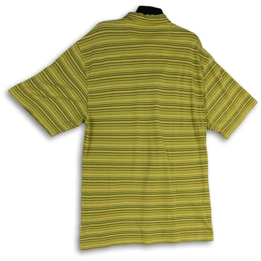 Mens Multicolor Striped Collared Short Sleeve Casual Polo Shirt Size Large image number 2