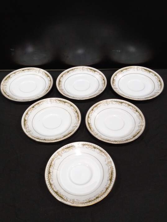 Bundle of 6 White Signature Collection Queen Anne China Saucers image number 1