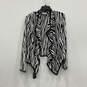 Womens White Black Animal Print Ruffle Open Front Cardigan Sweater Size 16 image number 1