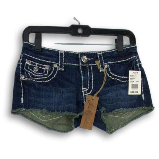 NWT L.A. Idol USA Womens Blue Denim Flat Front Cut Off Shorts Size Small image number 1