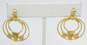 10K & 14K Yellow & Rose Gold Etched Grapes & Leaves Nested Circles Drop Post Earrings 5.4g image number 1