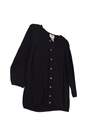 Womens Black Long Sleeve Crew Neck Knitted Cardigan Sweater Size Large image number 2